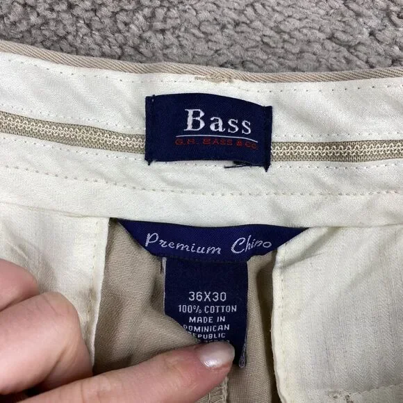 G.H. Bass & Co. Premium Chino Pants Men's 36x30 Tan Flat Front Cotton Casual - Picture 8 of 11